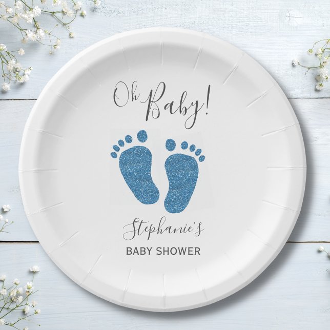 Oh Boy Blue Feet Baby Shower Paper Plates (Creator Uploaded)