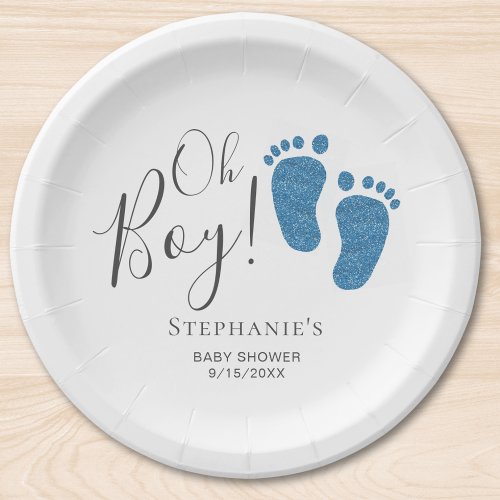 Oh Boy Blue Feet Baby Shower Paper Plates