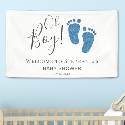 Oh Boy Blue Feet Baby Shower Welcome Banner