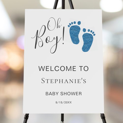 Oh Boy Blue Feet Baby Shower Welcome Foam Board