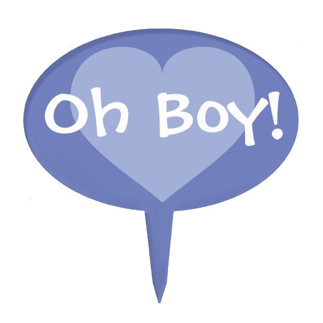 Oh Boy! Blue Heart Cake Topper (Front)
