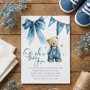 Oh Boy Blue Jean Baby Denim Baby Shower Invitation