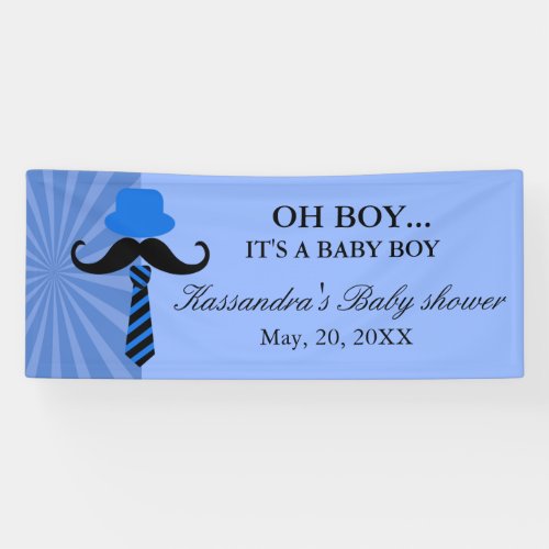 OH BOY Blue Little Man Baby Boy Shower Banner