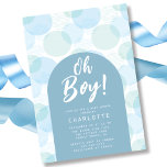 Oh Boy Blue Polka Dots Baby Shower Invitation<br><div class="desc">Modern Oh Boy design featuring featuring Blue and light green watercolor polka dots with a blue arch showcasing your party info. Visit our shop to view our entire Oh Boy collection</div>