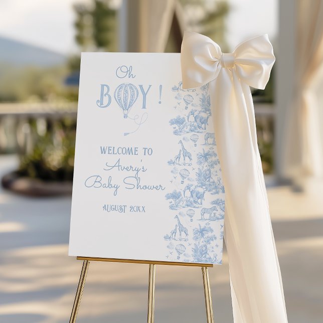 Oh Boy Blue Toile Safari Animal Baby Shower Foam Board (Creator Uploaded)