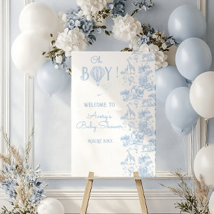 Oh Boy Blue Toile Safari Animal Baby Shower Foam Board