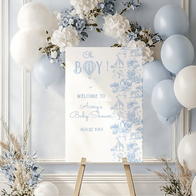Oh Boy Blue Toile Safari Animal Baby Shower Foam Board (Creator Uploaded)