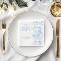 Oh Boy Blue Toile Safari Animal Baby Shower