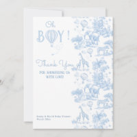 Oh Boy Blue Toile Safari Animal Baby Shower