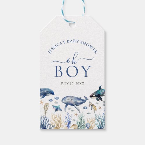 Oh Boy Blue Under The Sea Baby Shower Thank You Gift Tags