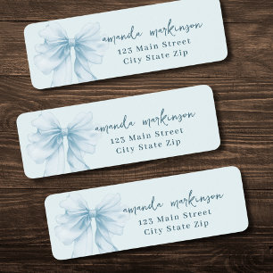 Oh Boy Blue Watercolor Bow Baby Shower address Label