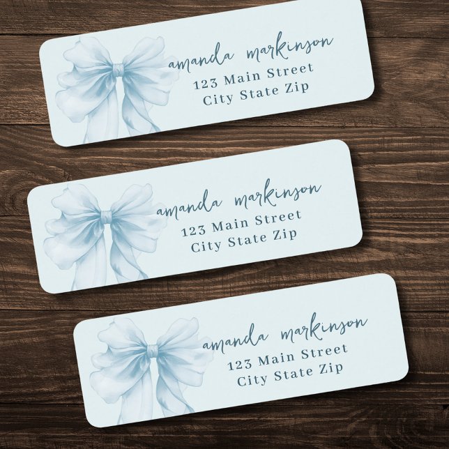 Oh Boy Blue Watercolor Bow Baby Shower address Label (Creator Uploaded)