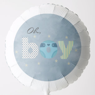Oh Boy Blue Watercolor Diaper Baby Shower Balloon