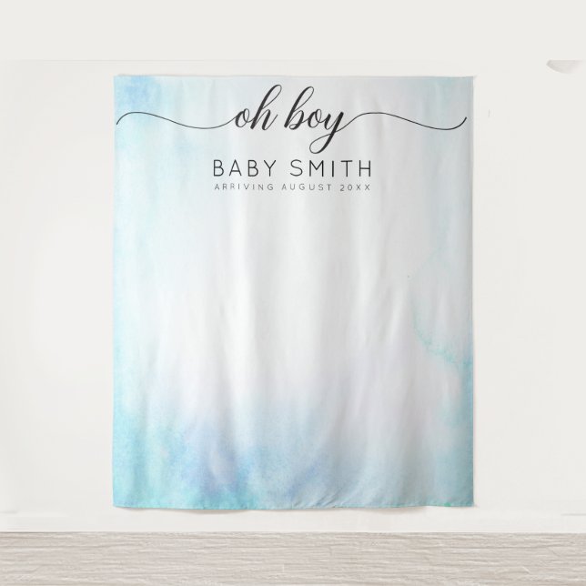 Oh Boy Blue Welcome Baby Shower Backdrop (Front)