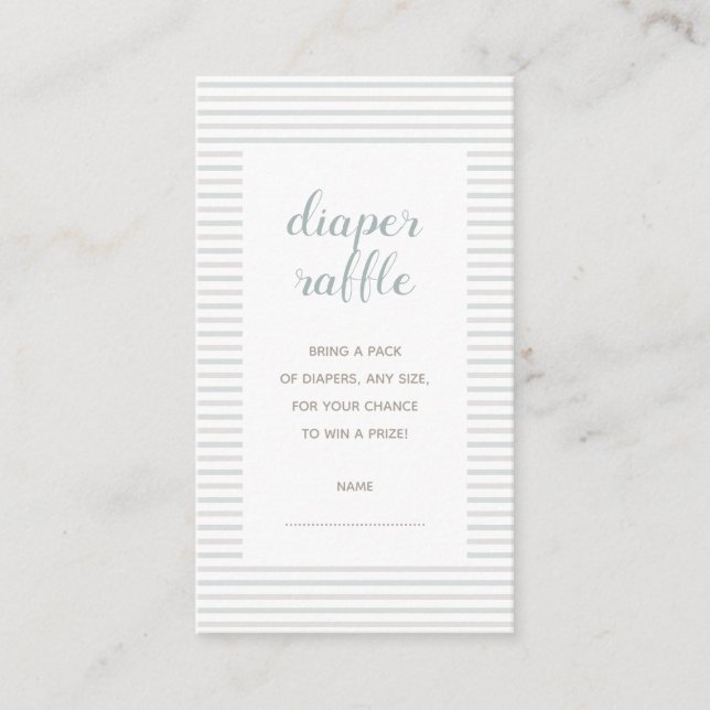 Oh Boy Boho Blue & Beige Minimalist Diaper Raffle Enclosure Card (Front)