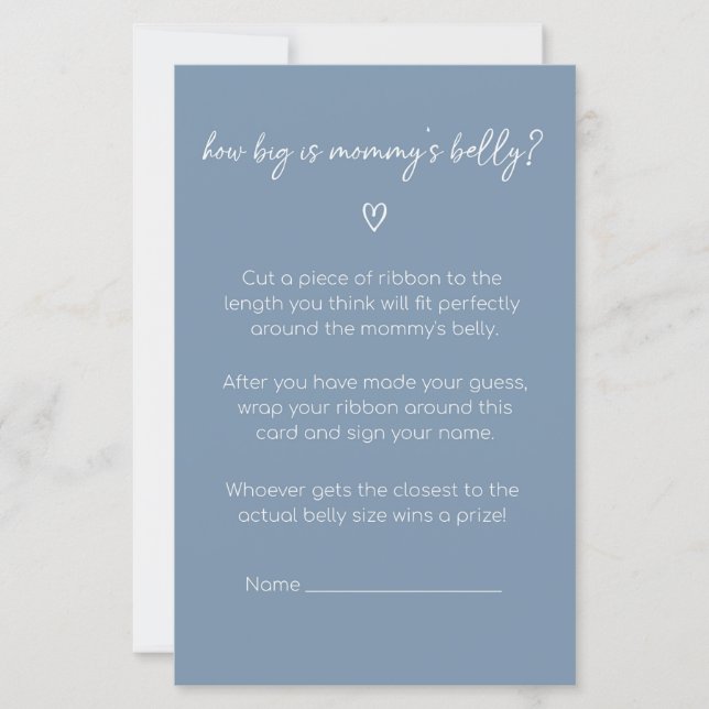 Oh Boy Boho Minimalist Baby Shower How Big is Game (Front)