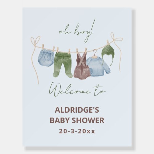 Oh Boy boho watercolor baby clothes welcome Foam Board