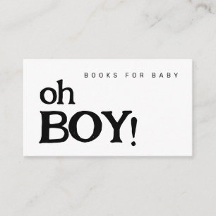Oh Boy Books for Baby Minimalistic Baby Shower Enclosure Card