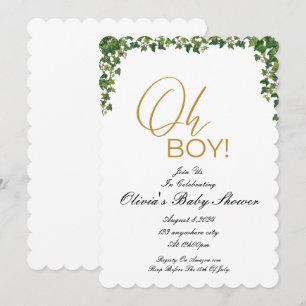 OH BOY Botanical baby shower invitation