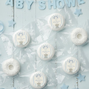 Oh Boy Bow  Carousel Blue Stripe Baby Shower Life Saver® Mints
