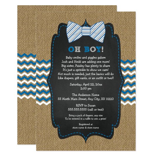 Oh Boy Bow Tie Baby Sprinkle Boy Baby Shower Invitation Zazzle Com Oh Boy Bow Tie Baby Sprinkle Boy Baby Shower Invitation Zazzle Com