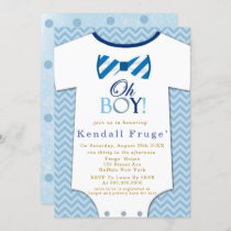 Oh Boy Bow Tie Bodysuit Baby Shower Invitations