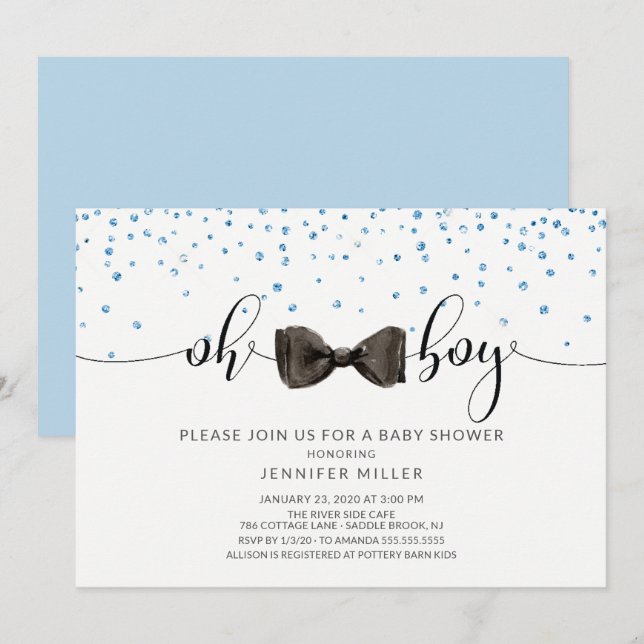 Oh Boy! Bow Tie Boys Baby Shower Invitation (Front/Back)