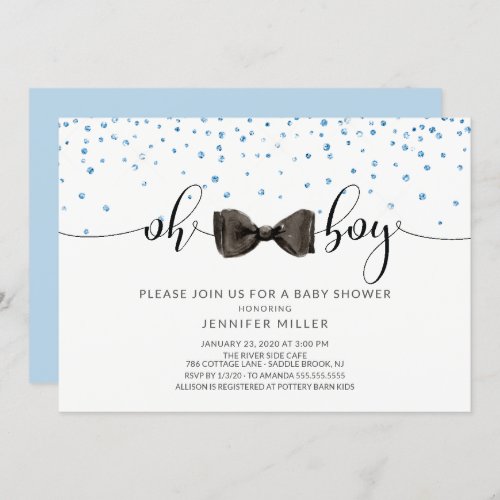 Oh Boy Bow Tie Boys Baby Shower Invitation