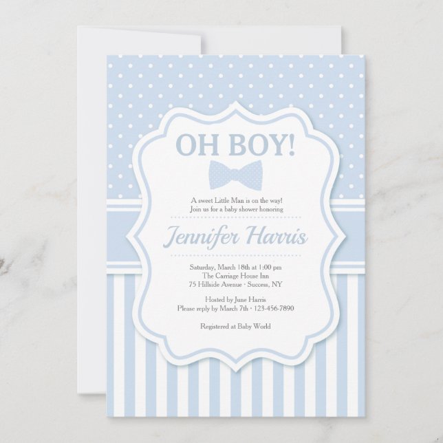 Oh Boy Bowtie Baby Shower Invitation (Front)