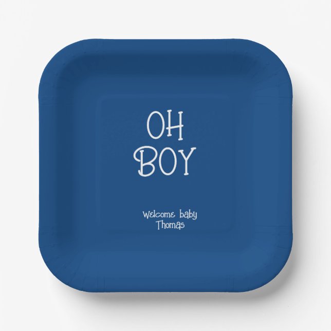 Oh Boy! Boy baby  Paper Plates (Front)