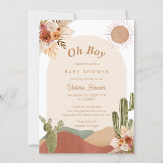 Oh Boy Cactus Desert Baby Shower Southwestern Invitation