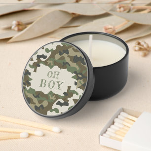 Oh Boy Camouflage Baby Shower  Mini Candle Favors