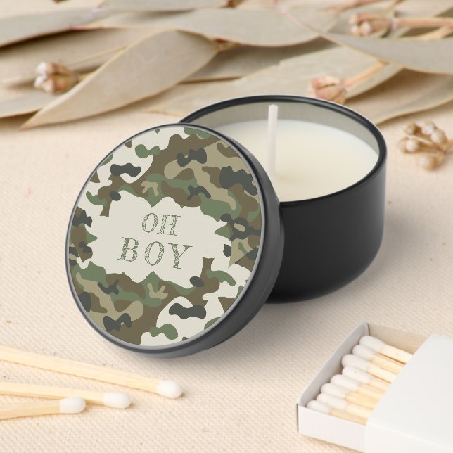 Oh Boy Camouflage Baby Shower  Mini Candle Favors (Insitu)
