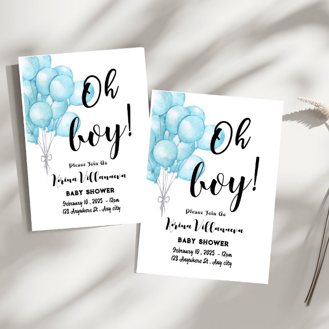 Oh Boy! Charming Blue Baby Shower Invitation Card (Creator Uploaded)