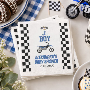 Oh Boy Checkered Dirt Bike Baby Shower Napkins
