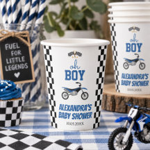 Oh Boy Checkered Dirt Bike Baby Shower