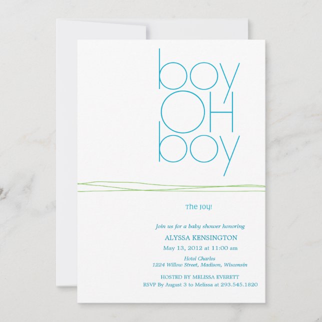Oh Boy Custom Baby Shower Invitation (Front)