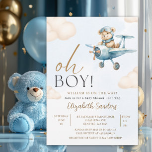 Oh Boy,  Cute Bear Baby shower boy Invitation