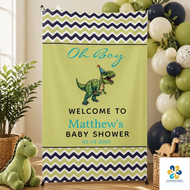  Oh Boy! Cute Dinosaur Baby Shower Banner (Oh Boy! Cute Dinosaur Baby Shower Banner)