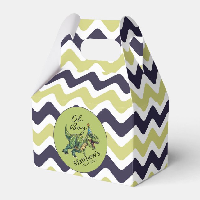 Oh Boy! Cute Dinosaur Baby Shower Favor Boxes (Front Side)