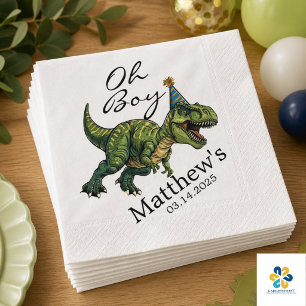 Oh Boy! Cute Dinosaur Baby Shower Napkins