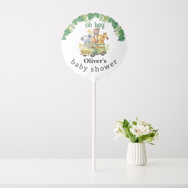 oh boy cute jungle safari animals baby shower balloon (In SItu)