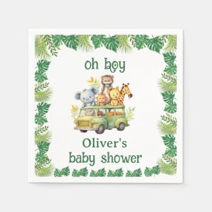 oh boy cute jungle safari animals baby shower napkins