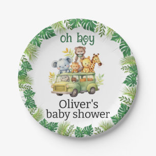 oh boy cute jungle safari animals baby shower paper plates