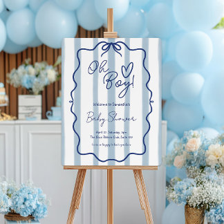 Oh Boy Cute Modern Blue Baby Shower Foam Board