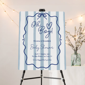 Oh Boy Cute Modern Blue Baby Shower Foam Board