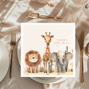 Oh Boy Cute Safari Animal Greenery Baby Shower Napkins
