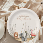 Oh Boy Cute Safari Animal Greenery Baby Shower Paper Plates<br><div class="desc">Add a touch of adventure and charm to your baby shower with our Wild One Safari Animals Boy Baby Shower Napkins. These napkins feature vibrant designs of safari animals amidst lush greenery, perfect for a safari-themed celebration. Design: Adorned with colorful illustrations of safari animals such as lions, elephants, giraffes, and...</div>