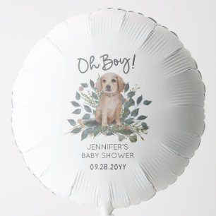 Oh Boy! Cute Watercolor Dog Baby Shower Balloon