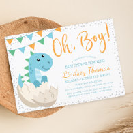 Oh Boy Dinosaur Baby Shower Invitation